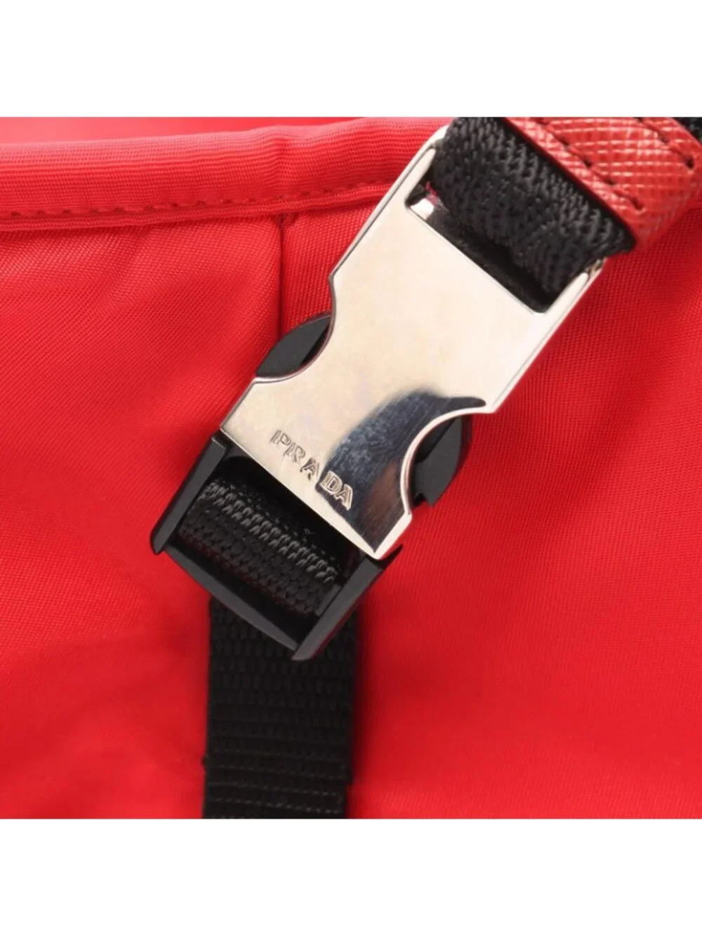Prada Handbag Re-Nylon Pet Bag 2-Way Red Black Nylon Saffiano Leather